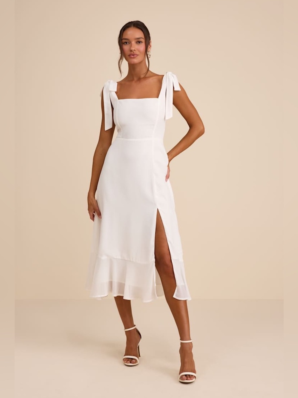 Lulus Summer Invite White Tie-Strap Tiered Midi Dress – Size XL (NWT) - Picture 1 of 7